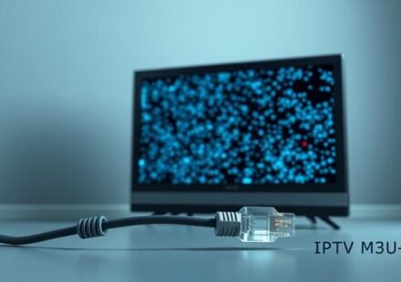 Illustration of a broken television screen with a severed ethernet cable, symbolizing an IPTV M3U link problem.