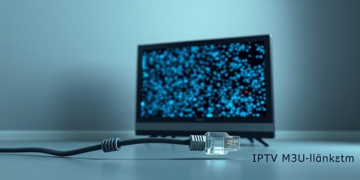 Illustration of a broken television screen with a severed ethernet cable, symbolizing an IPTV M3U link problem.