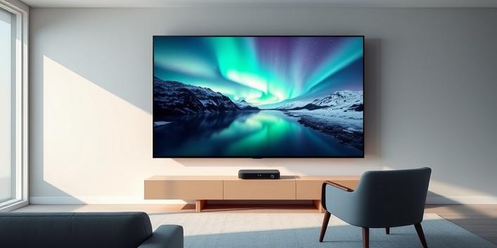 High-definition 4K Nordic IPTV experience in a modern living room.