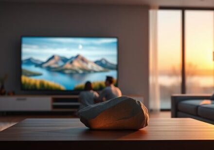 A Nordic family enjoys immersive 4K IPTV in their modern Swedish living room, showcasing the superior viewing experience of Nordic IPTV in 2026.