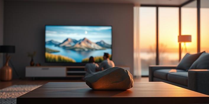 A Nordic family enjoys immersive 4K IPTV in their modern Swedish living room, showcasing the superior viewing experience of Nordic IPTV in 2026.