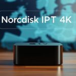 Apple TV displaying Nordisk IPTV 4K in a Scandinavian-inspired setting.