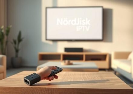 Enkel installation av Nordisk IPTV visas i ett modernt vardagsrum.