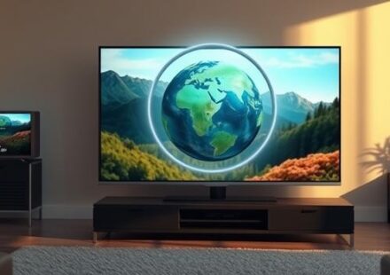 Två tv-apparater, en visar en tydlig naturbild med "Nordisk IPTV" inskrivet, den andra visar en pixlad bild, vilket symboliserar stabilitet och överlägsen streamingkvalitet.