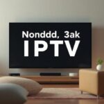 En 3D-illustration av en TV med Nordisk IPTV 4K i fokus