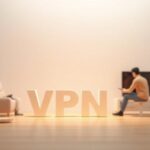 En 3D-illustration som visar en person som sitter framför en TV med en VPN-anslutning