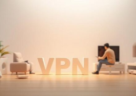 En 3D-illustration som visar en person som sitter framför en TV med en VPN-anslutning