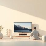 En 3D-illustration av en Samsung Smart TV med Nordisk IPTV på skärmen