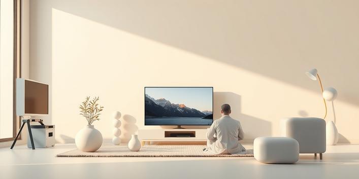 En 3D-illustration av en Samsung Smart TV med Nordisk IPTV på skärmen