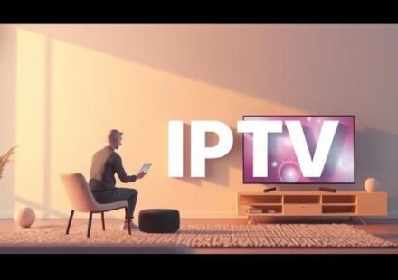 IPTV-installation med en TV och en dator i bakgrunden