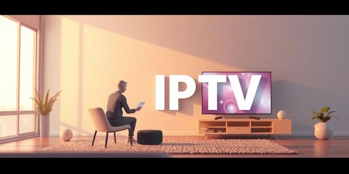 IPTV-installation med en TV och en dator i bakgrunden