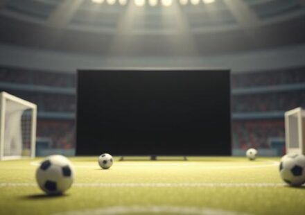 Illustration av en fotbollsmatch i 4K med Nordisk IPTV-logotyp i förgrunden