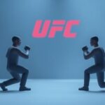 Svensk TV med UFC-logotyp och IPTV-ikoner i en minimalistisk 3D-miljö