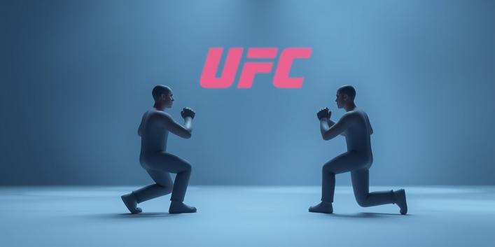 Svensk TV med UFC-logotyp och IPTV-ikoner i en minimalistisk 3D-miljö