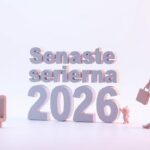 En 3D-illustration av en TV med svensk undertext, omgiven av bekväma soffor och en stor skärm som visar de senaste serierna 2026