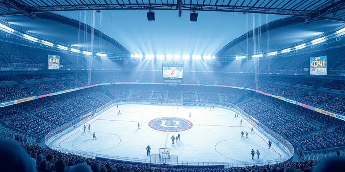 Två personer som tittar på enmatch i 4K på en stor skärm med Nordisk IPTV-logotyp i hörnet