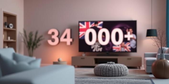 En 3D-illustration av en tv med många kanaler
