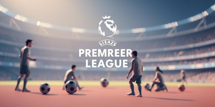 En 3D-illustration av en fotbollsmatch på en stor skärm med texten "Streama Premier League 2026/2027 med Nordisk IPTV 4K" synlig