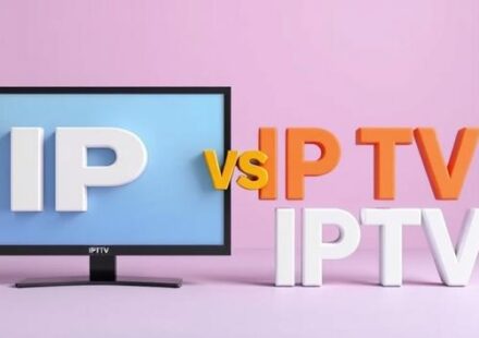 Välfylld och enkel illustration som jämför traditionell digital-TV och premium IPTV