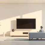 Undvik IPTV-blockering: En 3D-illustration av en TV med en skärm som visar en öppen väg, omgiven av lösenord och nätverkskabel