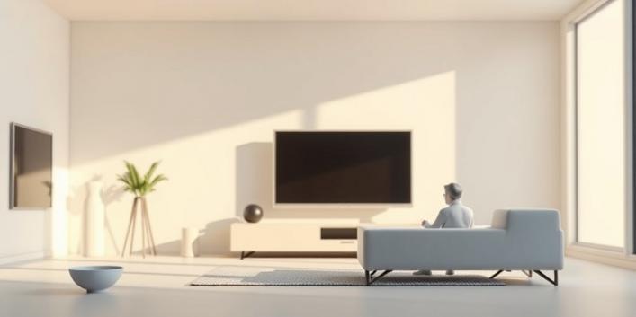 Undvik IPTV-blockering: En 3D-illustration av en TV med en skärm som visar en öppen väg, omgiven av lösenord och nätverkskabel