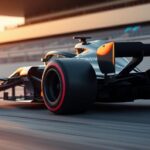 Formula 1 race car reflecting an IPTV broadcast of the same race.