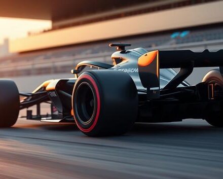 Formula 1 race car reflecting an IPTV broadcast of the same race.