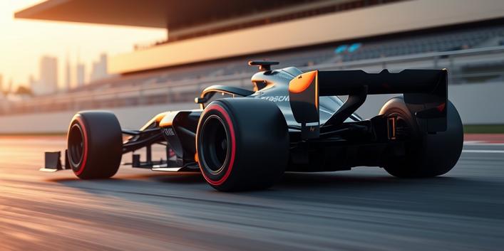 Formula 1 race car reflecting an IPTV broadcast of the same race.