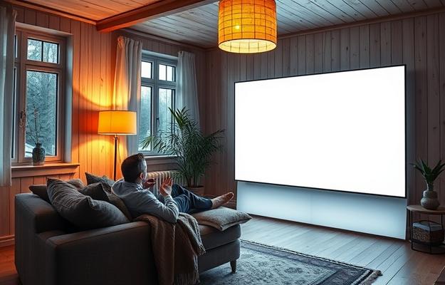 IPTV-installation i en modern nordisk vardagsrumsmiljö med Nordisk IPTV 4K på en Smart TV