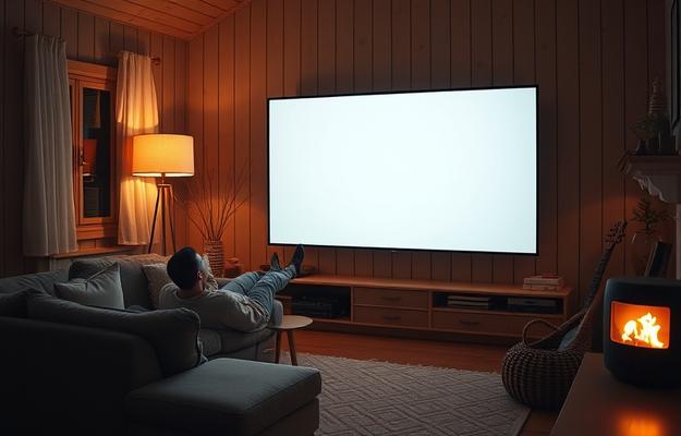 En person som tittar på IPTV på sin TV i ett nordiskt hem