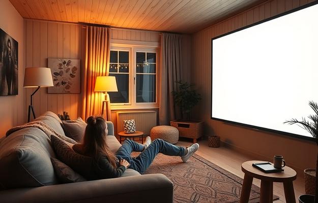 Nordisk IPTV 4K streaming on a smart TV in a cozy Nordic living room