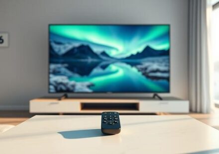 Nordisk IPTV: The Ultimate 4K Streaming Solution for 2026, visualized as a modern Nordic living room with a 4K TV displaying a scenic landscape.