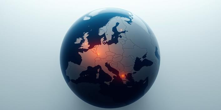 3D globe of Europe highlighting the Nordic countries with smooth streaming icons, symbolizing reliable IPTV in Europe.